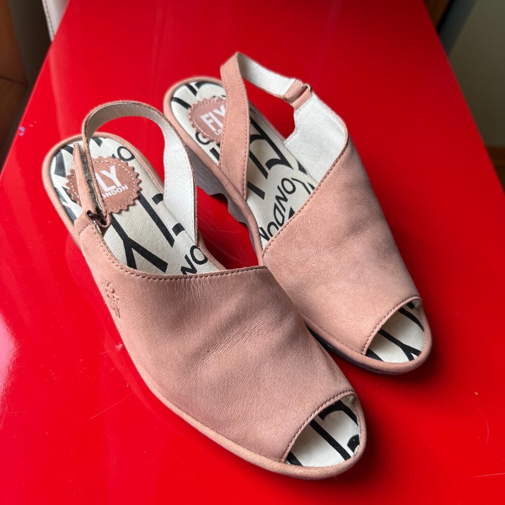 FLY London Light Pink Open-Toe Sandals | Size 37